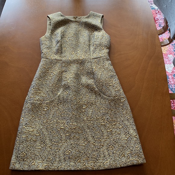 Ann Taylor Gold Dress size 0 - Picture 3 of 6